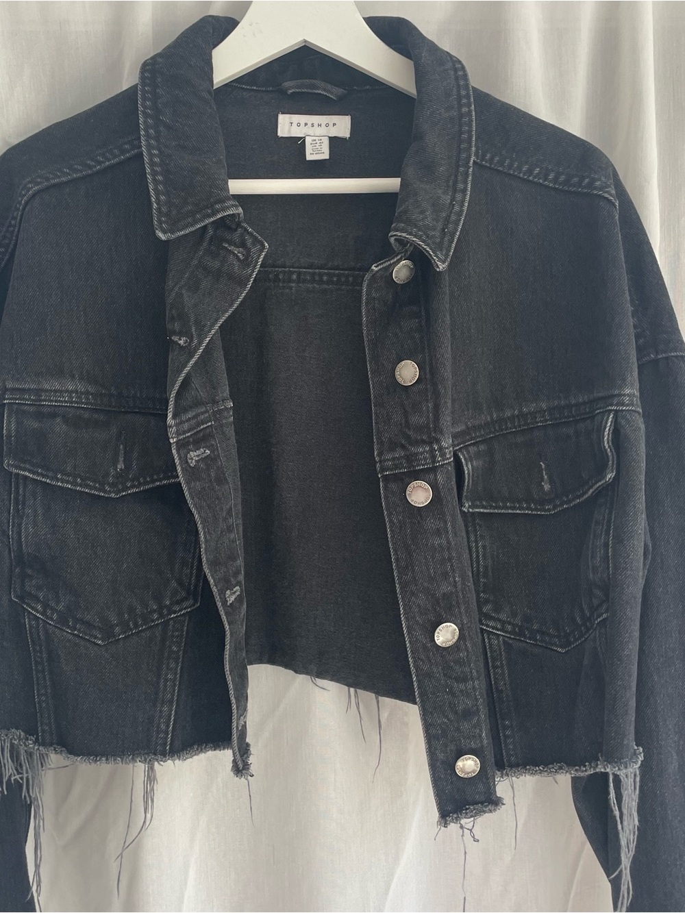 Topshop Cropped Black Denim Jacket